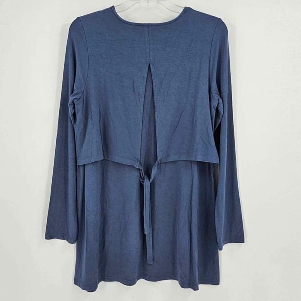 J. Jill Wearever Collection Womens S Tunic Top Blue Stretch Long Sleeve - Picture 2 of 4
